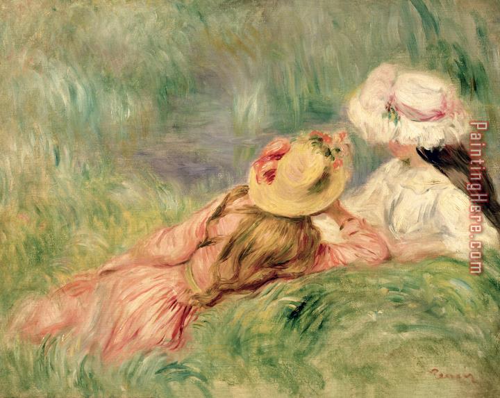 Pierre Auguste Renoir Young Girls on the River Bank